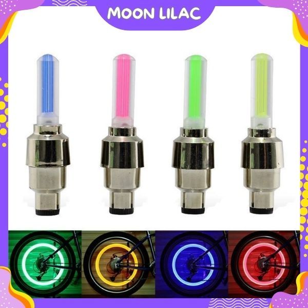 HL0079 Tutup Pentil LED 1 Pasang Lampu Hias Ban Sepeda Motor Mobil Warna Warni