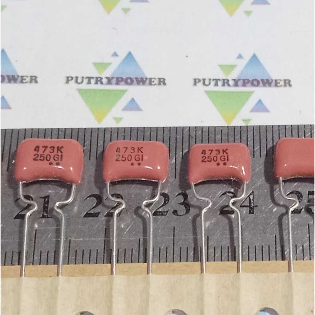 PANASONIC  473K 250V 5mm 473 250 v milar 47nf  47n   mylar  kapasitor merah capacitor RENCENG