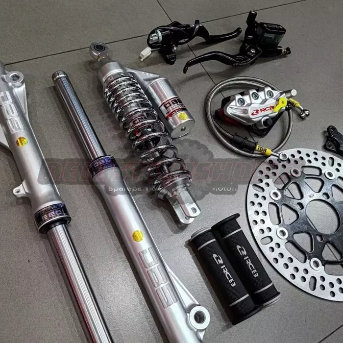 PROMO 22 Paket Full set master rem rcb e3 12.7mm kaliper 2 piston + selang 90cm + handgrip + disc 26