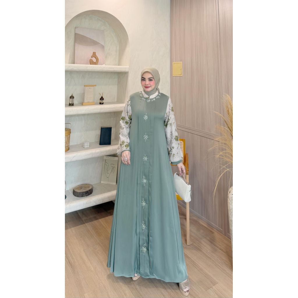 Zahwa dress by restu mandeh /inaya  dress by restu mandeh ori /gamis restu mandeh edisi lebaran