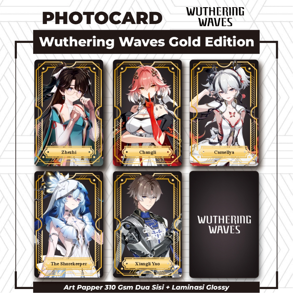 PHOTOCARD WUTHERING WAVES GOLD FRAME EDITION LAMINASI GLOSSY 2 SISI