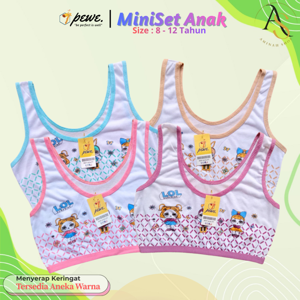 12 Pcs Miniset Anak SD 8-12 TAHUN Step 1 Mini Set Bahan PE Spandex / Miniset Anak Perempuan warna wa