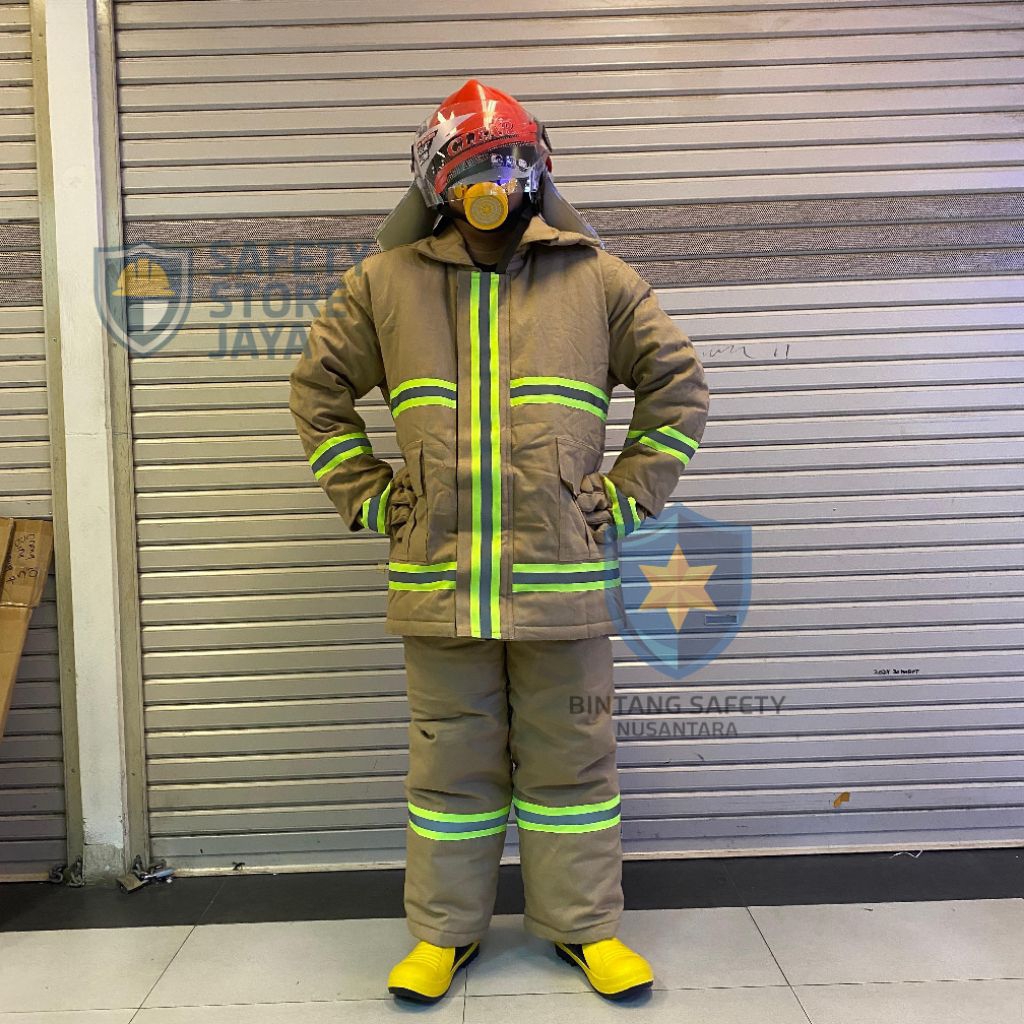 1 Set Baju Pemadam Nomex IIIA Original - Baju pemadam Nomex IIIA Warna Khaki