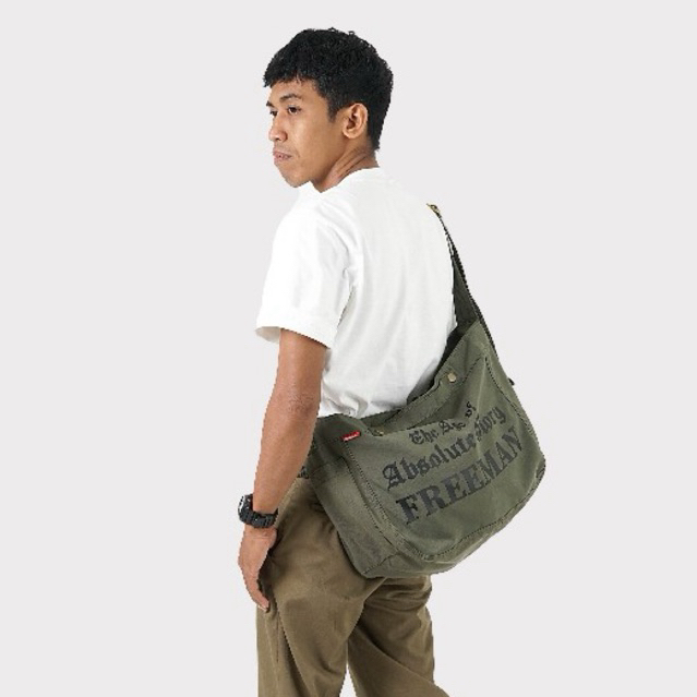 Tas Selempang Unisex Canvas Waterproof Besar-Sling Bag Harian & Riding-Barangantik Freeman II Sage