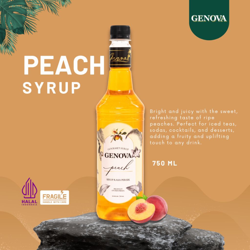 Genova syrup peach 750ml - Sirup Genova Rasa buah Peach - Genova Syrup