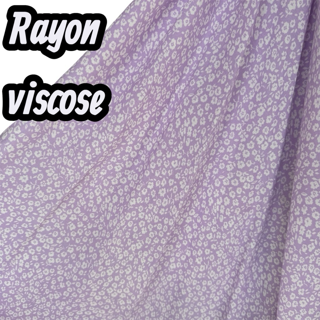 kain katun rayon viscose premium - rayon motif bunga delima lilac - rayon meteran
