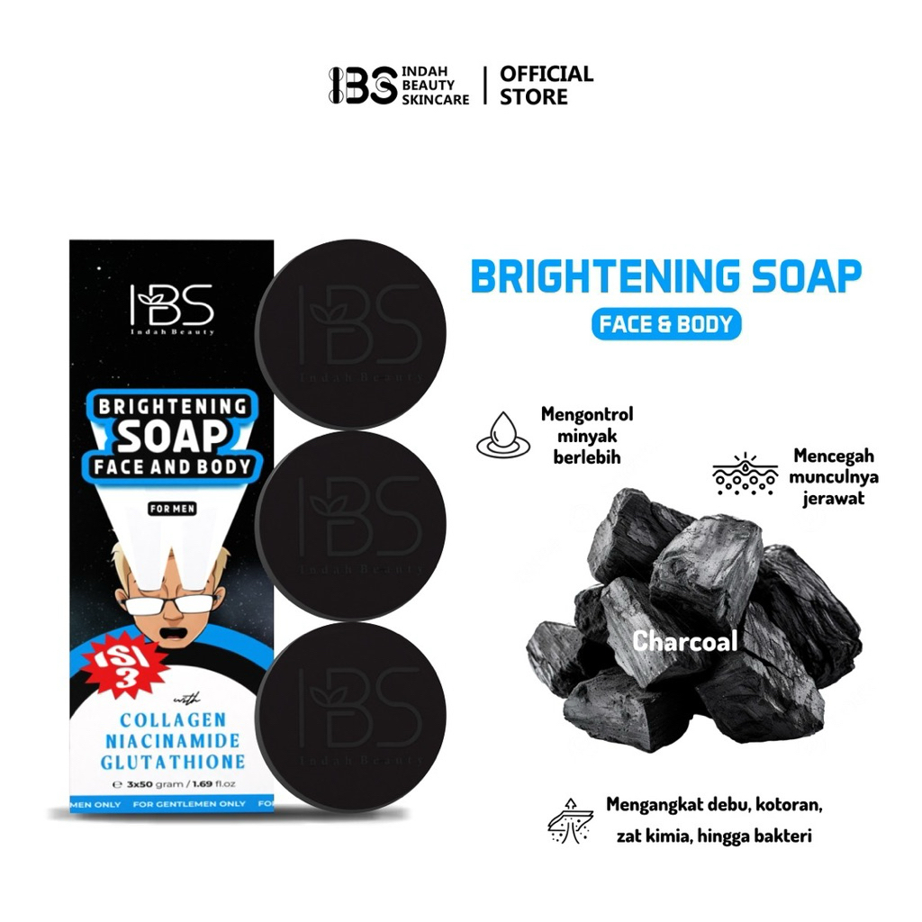 Brightening Soap ( isi 3pcs hitam ) Sabun Cuci Muka Pencerah Pria