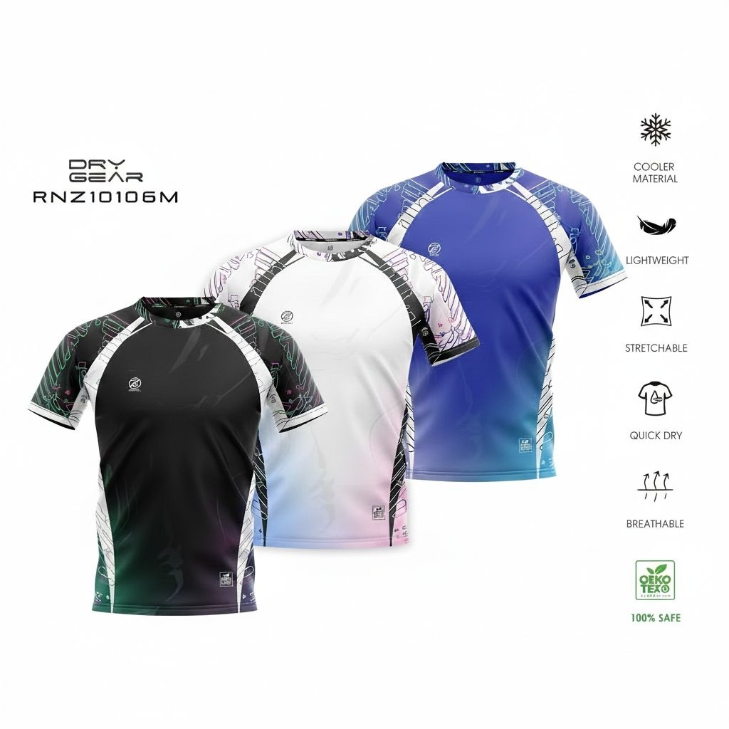 Jersey Protech Kaos Olahraga Dri-Fit Badminton/Tennis/Pickleball/Padel untuk Pria & Wanita