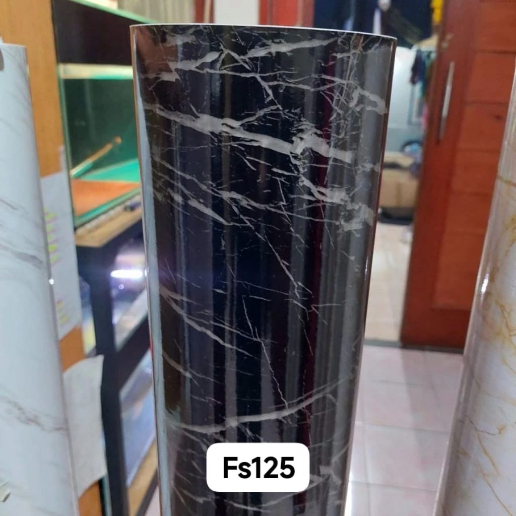 WALLPAPER STIKER HITAM GLOSSY/WALLPAPER STIKER DAPUR HITAM GLOSSY MARMER/HPL STIKER DAPUR MARMER HIT