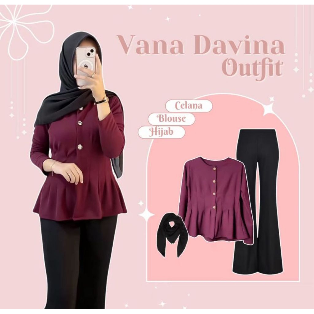 Outfit Nongkrong Simple Remaja / Outfit Kampus / Outfit Kantor (Blouse Knit, Hijab, Celana Cutbray) 