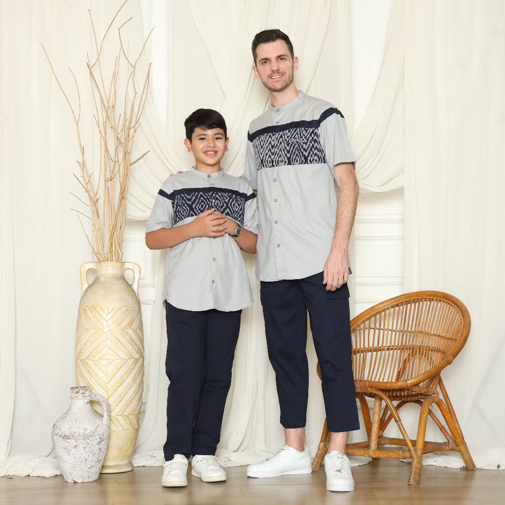 Baju Koko Fatih. Baju koko pria Lengan pendek Misty Abstrak