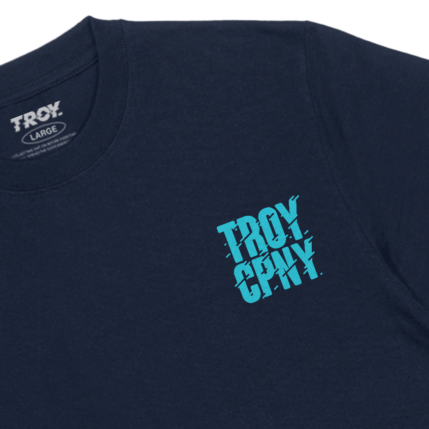 Troy Company T-shirt Blue Navy Glitch Ciano - Kaos Lengan Pendek Kaos Biru Navy MTD 2747