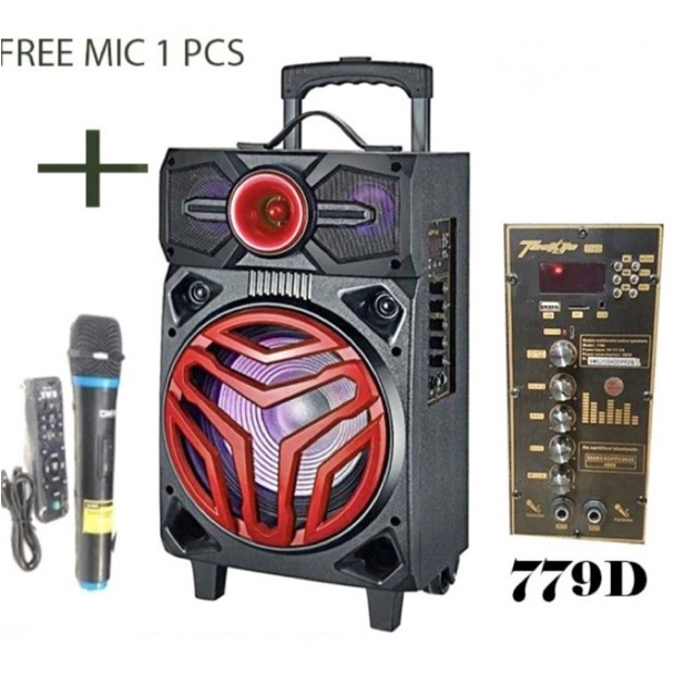 SPEAKER PORTABLE BLUETOOTH TECKYO GMC 779D 10in BONUS MIC WIRELESS