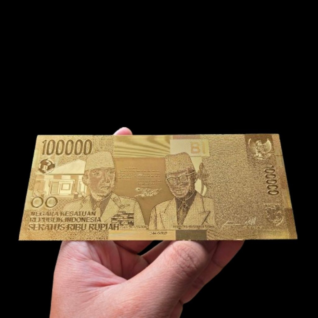 Replika Uang Gold Foil Indonesia 100000 RI Antik