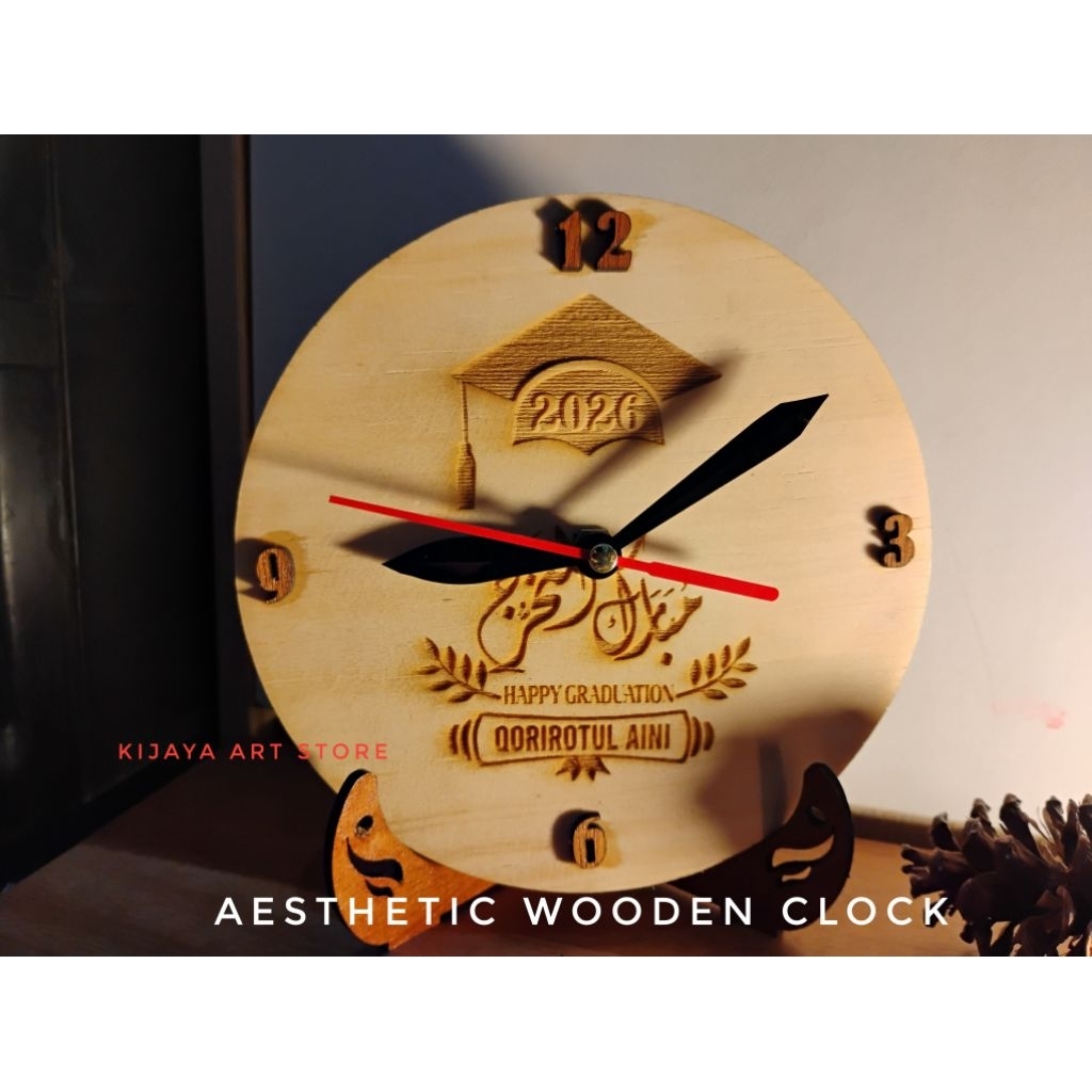 PLAKAT JAM_CINDERAMATA ESTETIK, JAM KAYU, BEBAS CUSTOM