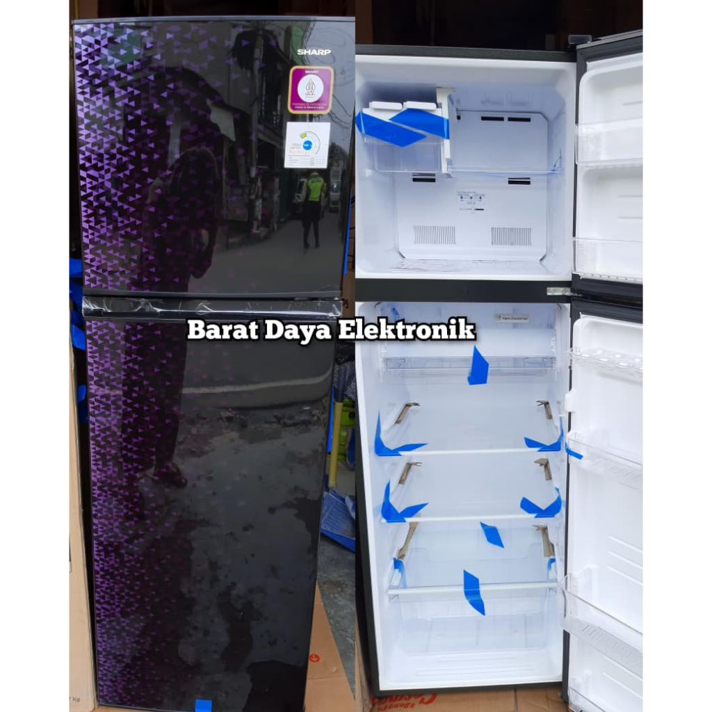 Kulkas Sharp SJ-316-MG 2 Pintu Geometric Red 237 L