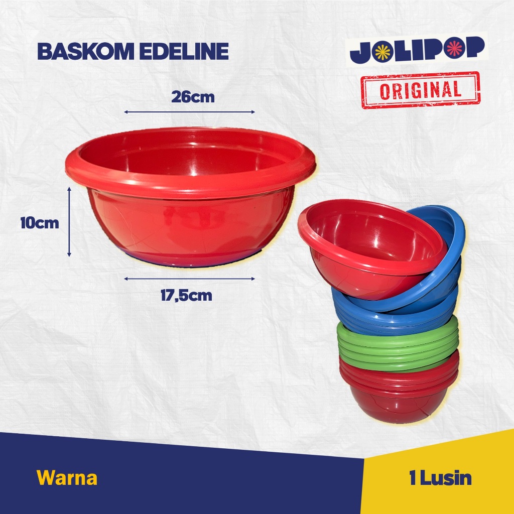 1 Lusin  12Pcs Baskom Edeline Warna  Baskom Plastik  Baskom Warna  Baskom Lusinan  Grosir