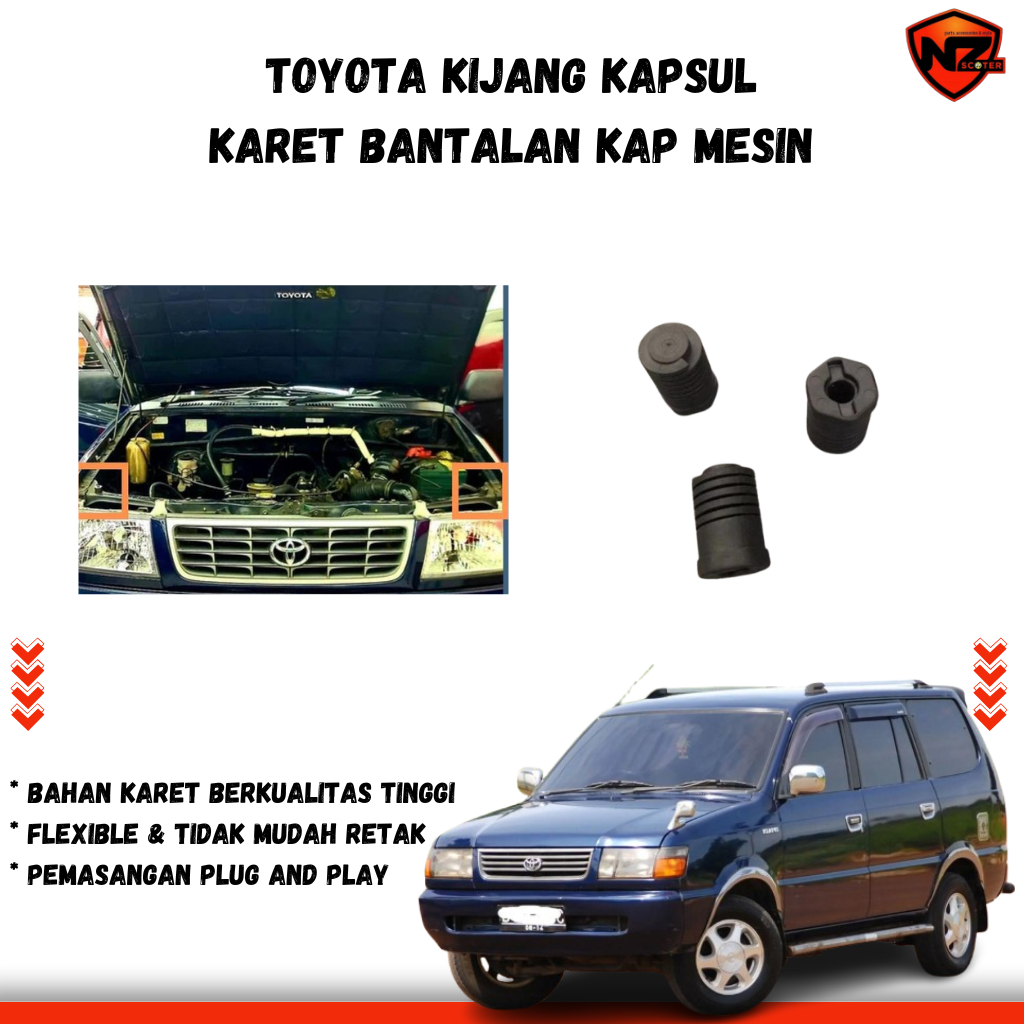Karet Dudukan Kap Mesin Kijang Kapsul | Bantalan Kap Mesin | Sparepart Mobil