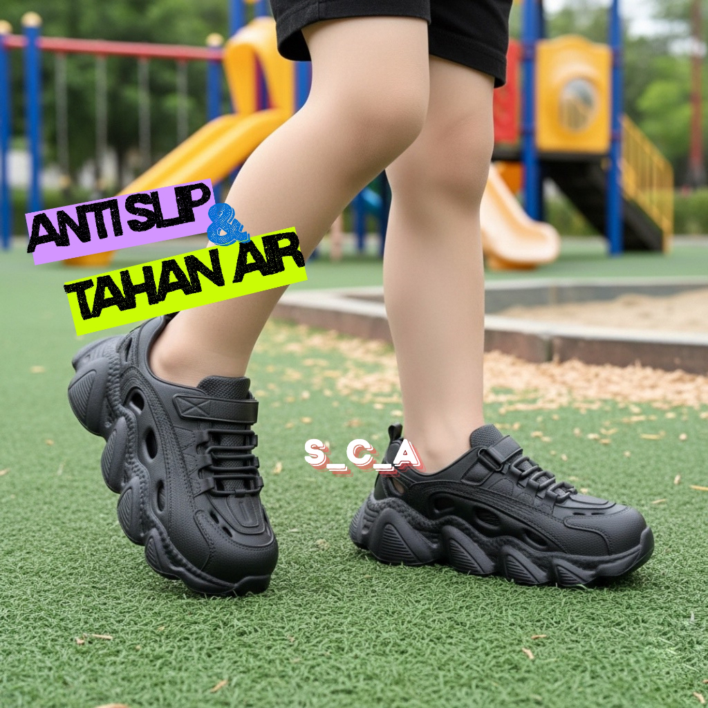 Sepatu Anak Laki-Laki Model Slip on Karet Elastis Anti Slip Sepatu Sandal Anak Cowok Trendy Ringan T