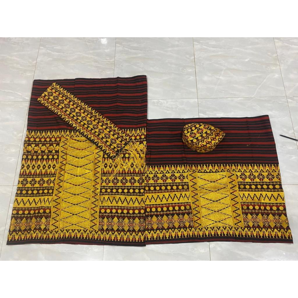 tapis lampung mama papa + peci custom kain tenun benang bordir tumpal