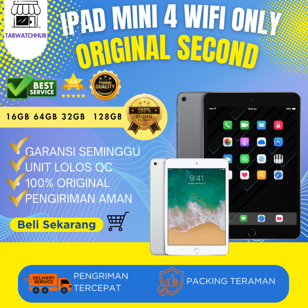 Ipad Mini 4 16GB 64GB 128GB Wifi Only Second