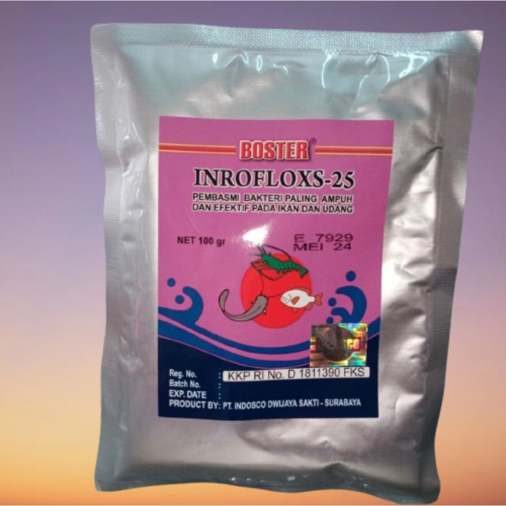 BOSTER INROFLOXS-25 SERBUK 100GRAM OBAT UNTUK IKAN