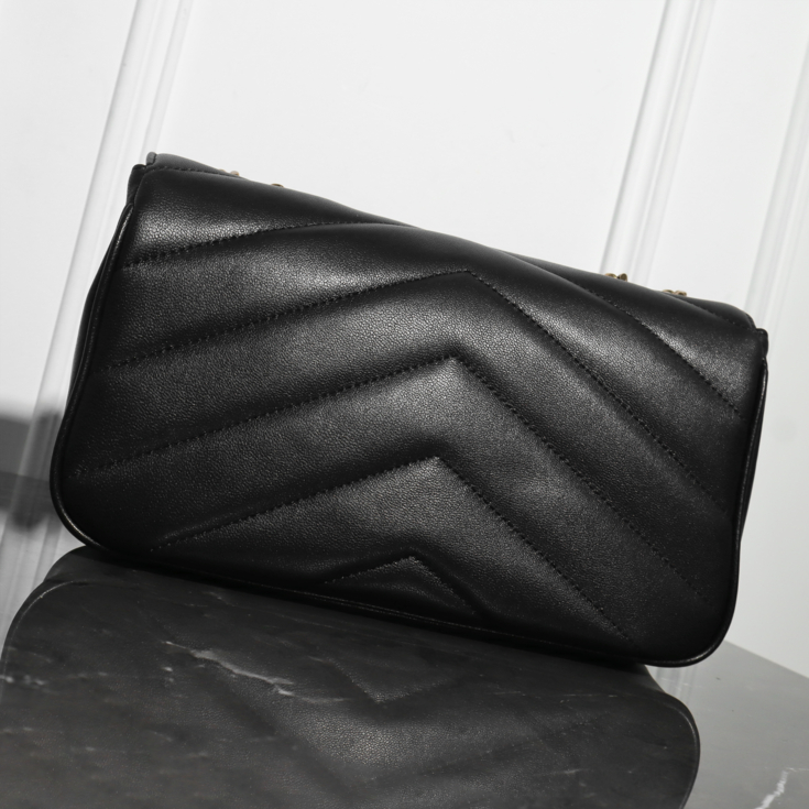 TAS WANITA SLINGBAG LOULOU SMALL GHW LEATHER WOMEN SHOULDER BAG BLACK TAN