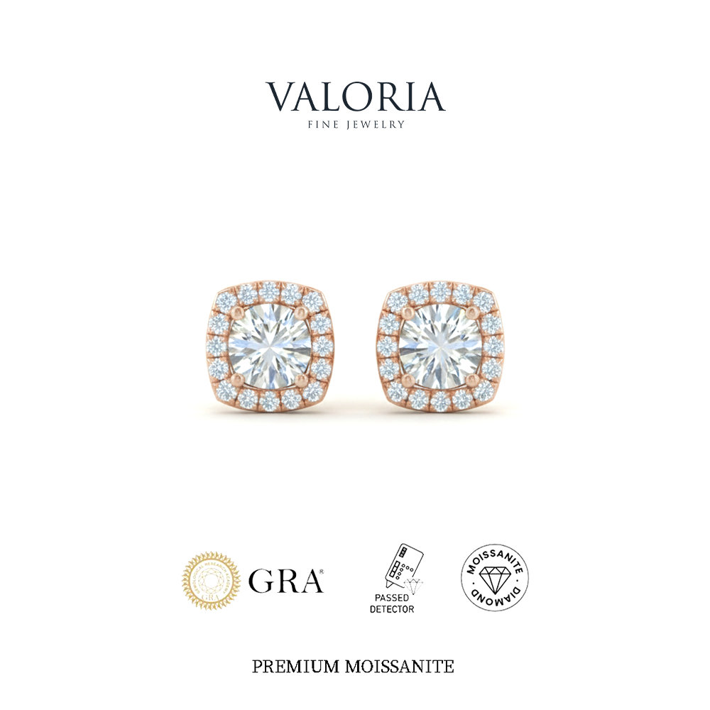 Valoria - moissanite anting wanita sertifikat GRA silver925 lapis emas18K Earings 3