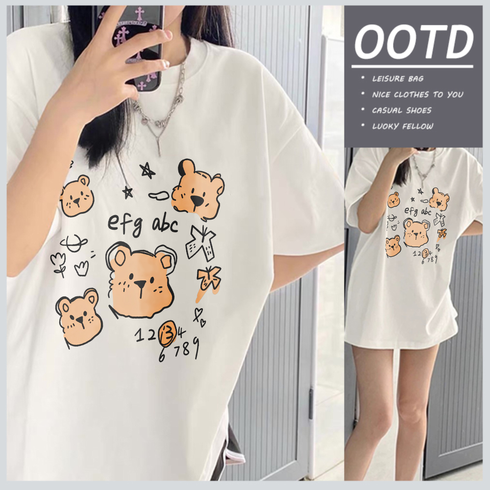 [COD] BASIQUE-EFG BEAR/Baju oversize Unisex/Kaos atasan wanita korea style/Baju Kaos Distro Pria/Ata
