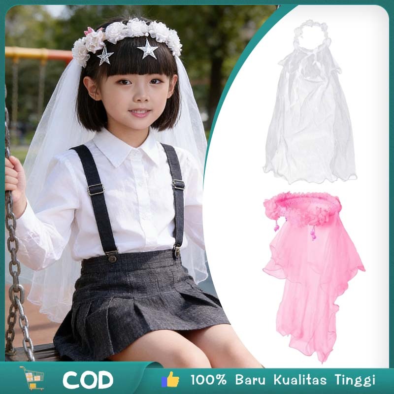 Bando Mahkota Anak Perempuan   Mahkota Bunga Hijab  Bando Veil Anak  Aksesoris Rambut Gaya Princess 