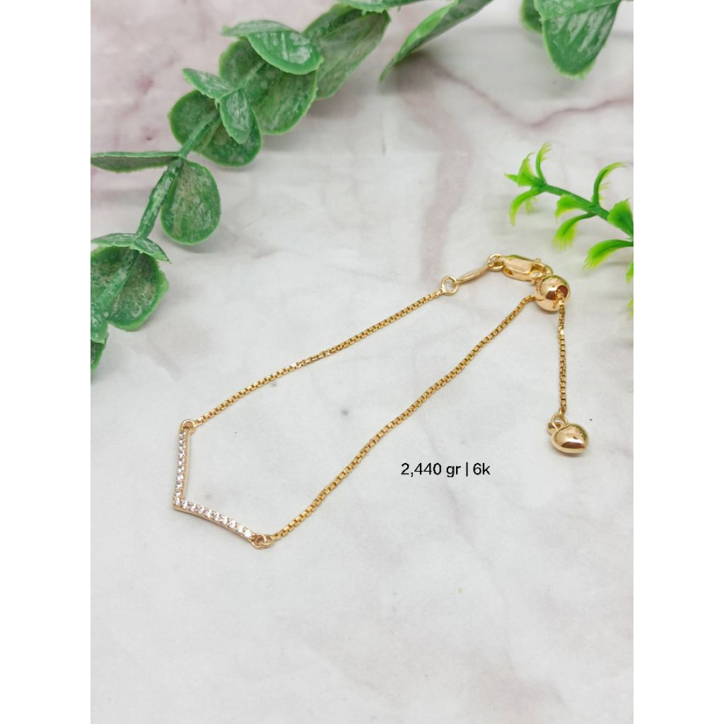 Gelang rantai italy model huruf V mp emas muda asli kadar 6k/300