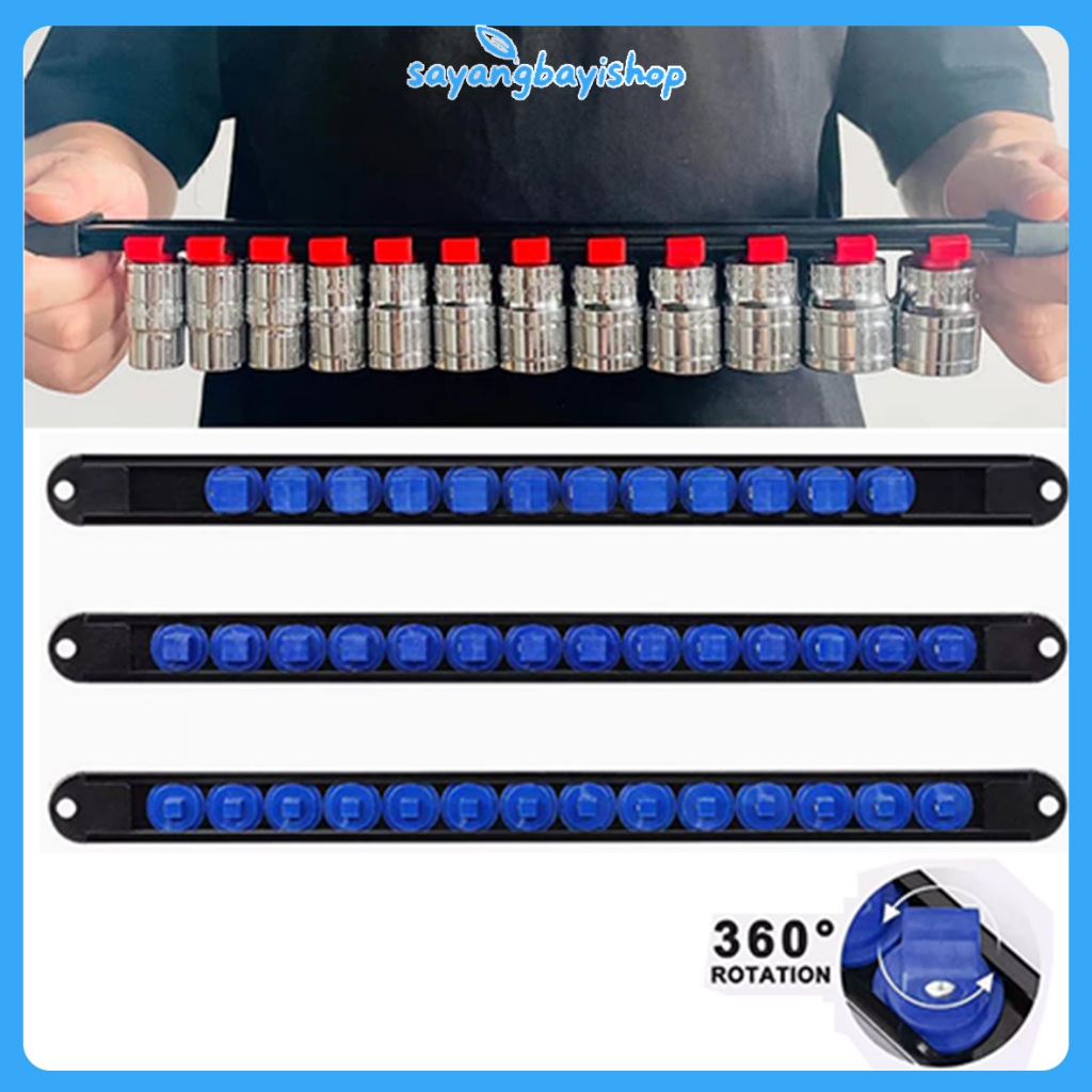 [COD] Tempat Socket Mata 1/2" Socket Rail Tempat Kunci Sok Sock Holder Tools
