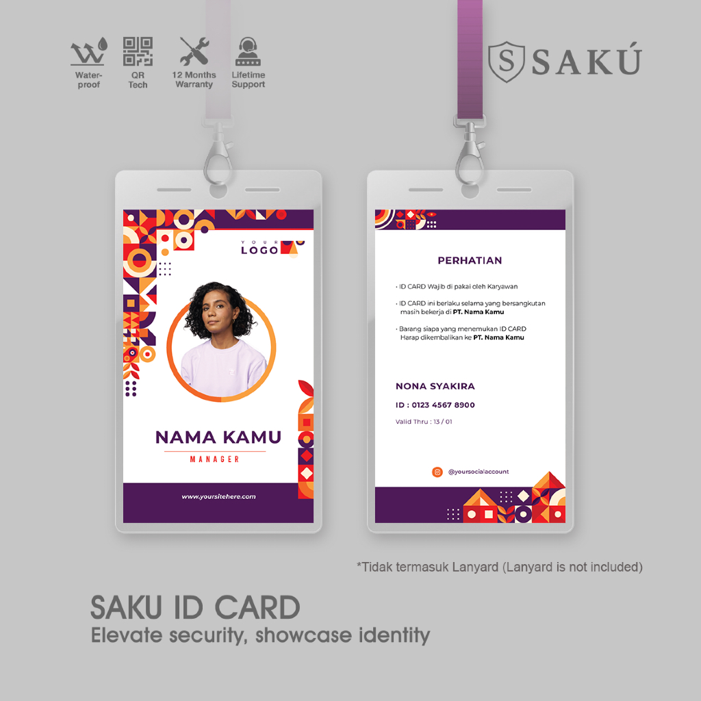 SAKU Desain Print Cetak UV ID Card Kantor Custom Design