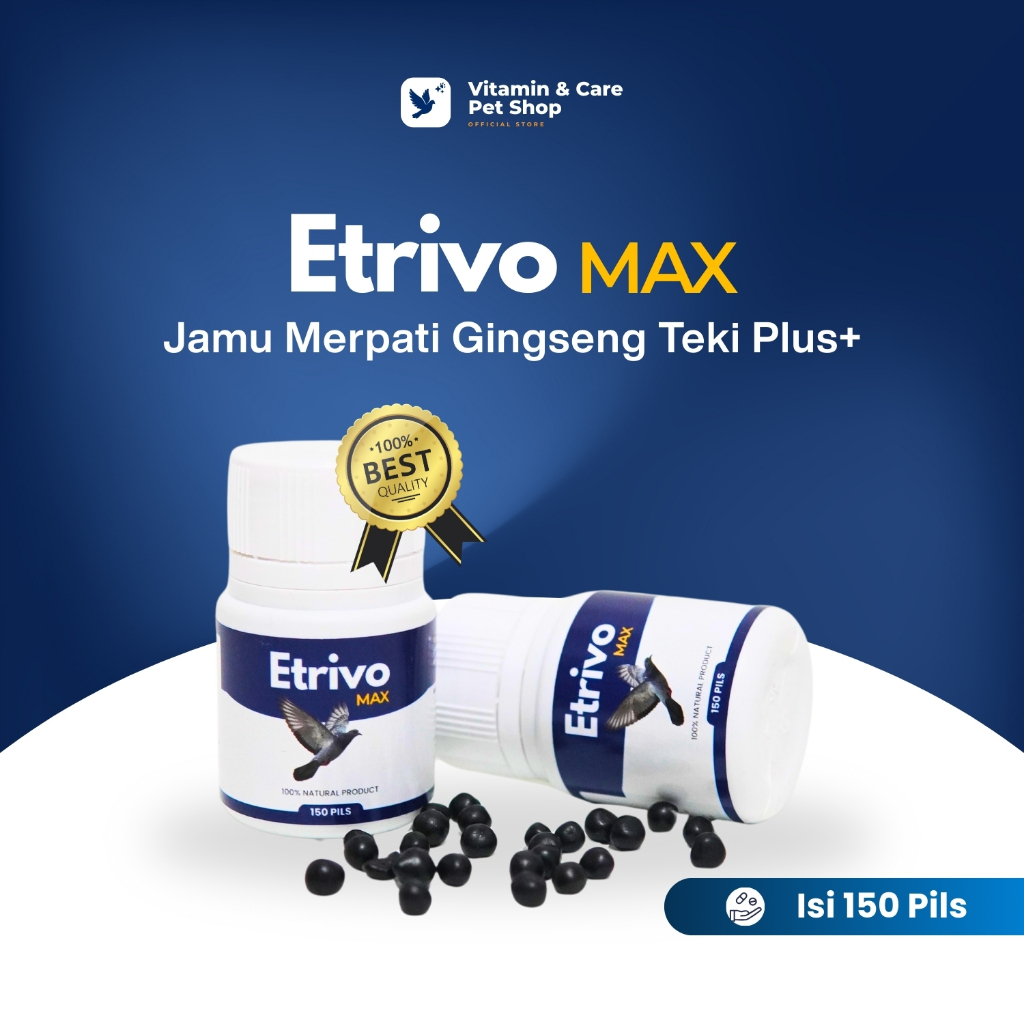 Jamu Merpati ETRIVO MAX Isi 150 Butir | Gingseng Teki Ekstrak 15 Herbal Pilihan | Jamu Merpati Juara
