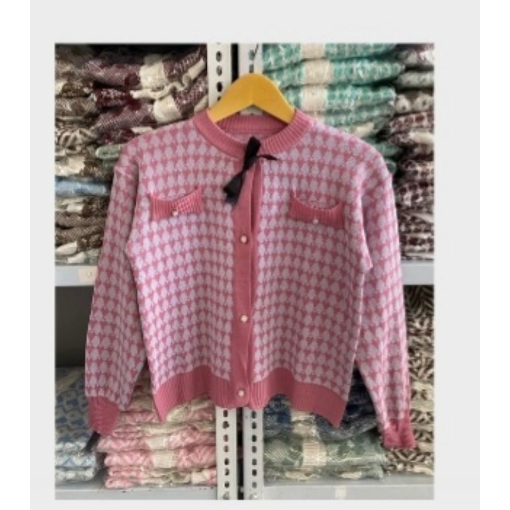 Cardigan Rajut dengan pita (Ada 2 Warna)