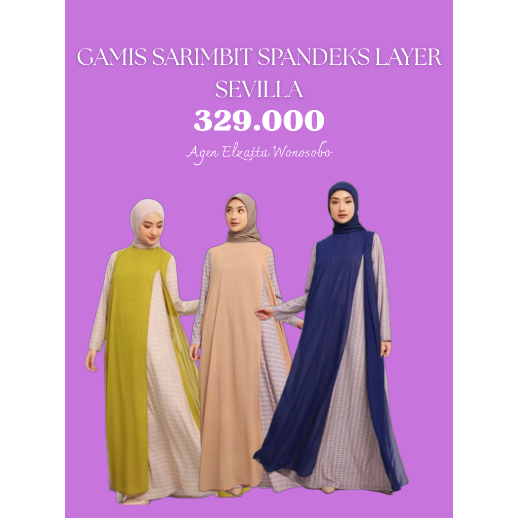 Elzatta Gamis Wanita Sarimbit Spandeks Layer Sevilla Gamis Perempuan Elzatta