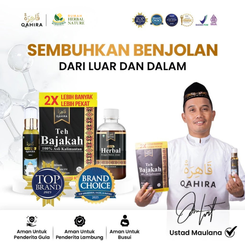 QAHIRA Herbal Obat Benjolan Leher Ketiak Kista Lipoma Madu Minyak Teh BPOM Halal