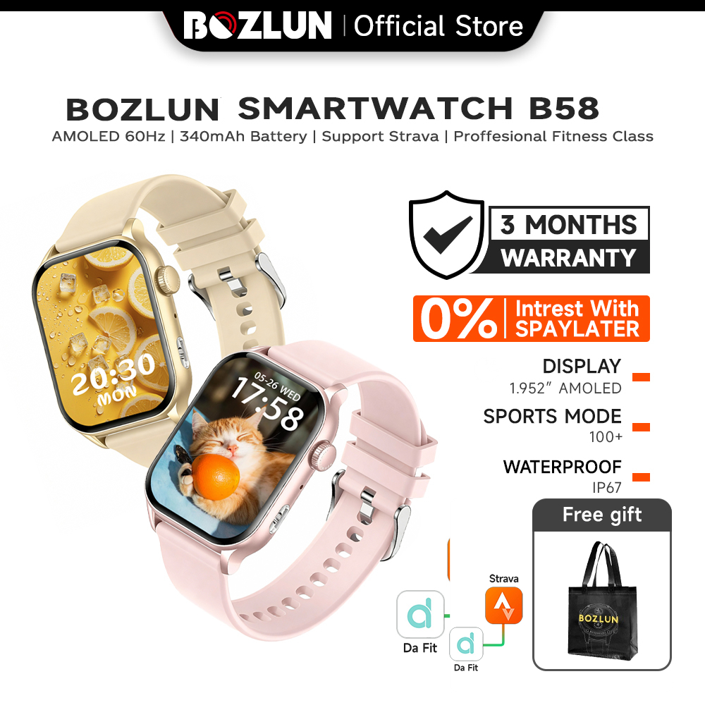 BOZLUN&SKMEI B58 Smartwatch AMOLED 60Hz 1.93 IP68 Panggilan Bluetooth Wallpaper Kustom Senter LED Ka