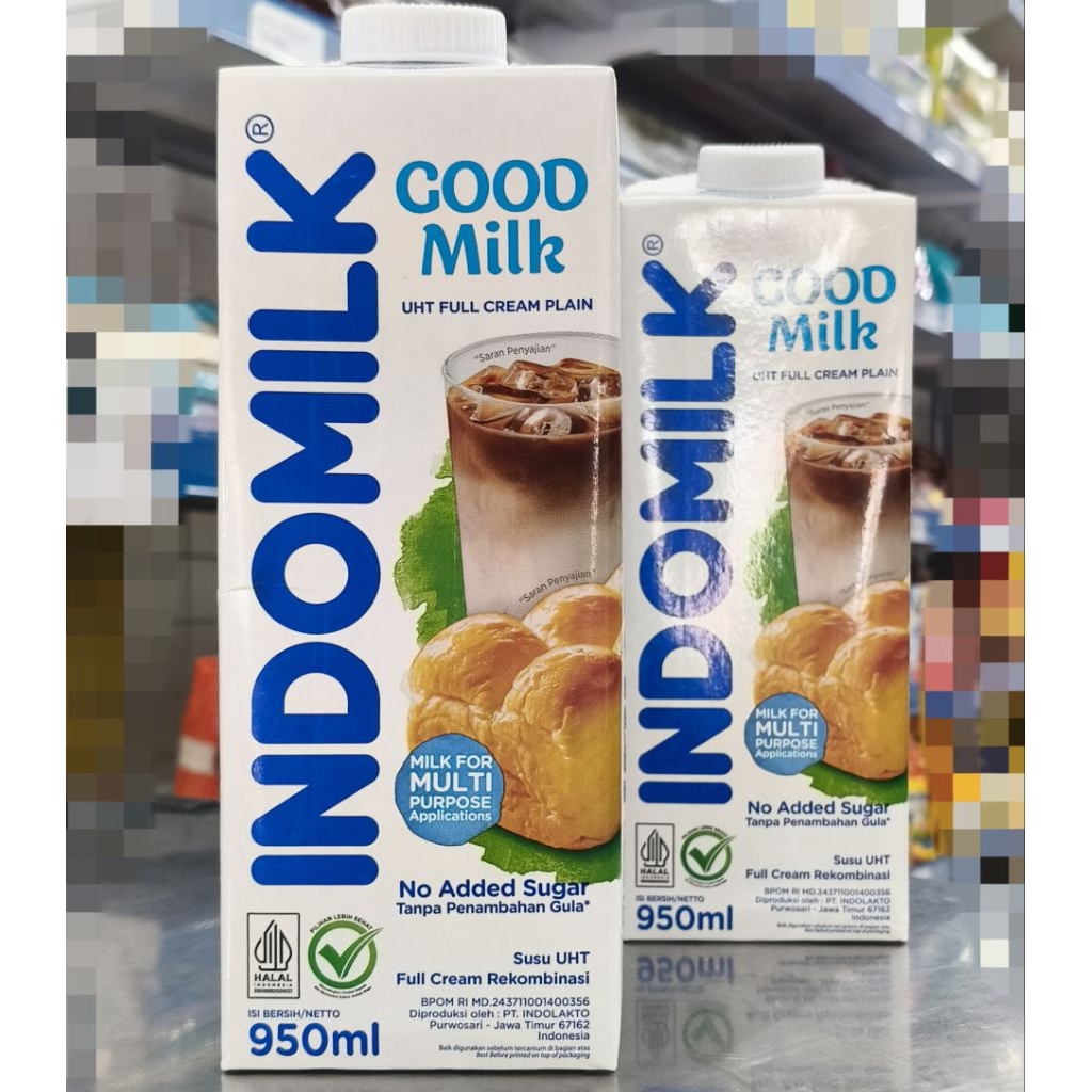 Indomilk UHT Full Cream Plain 950ml/Susu Cair Full Cream Indomilk 950ml/Indomilk UHT Full Cream 950m