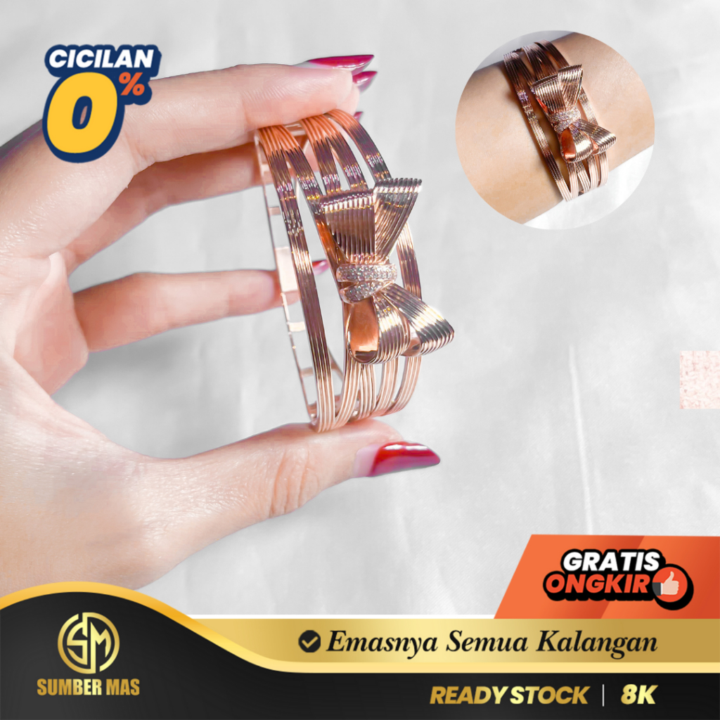 SUMBER MAS - Gelang Kolong Emas Big Ribbon Fashion 8K