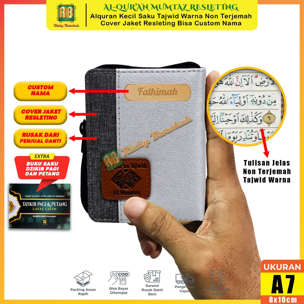 Alquran Kecil Tilawah Al-Mumtaz A7 Resleting Saku Non Terjemah Tajwid Warna Al Quran Tanpa Terjemaha