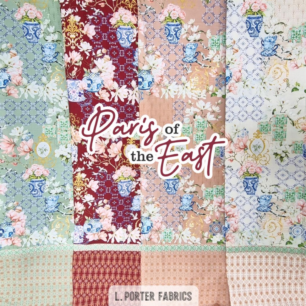 READY STOCK - Kain Cheongsam L. Porter Fabrics Motif Paris Of The East - Katun Primis I kain batik