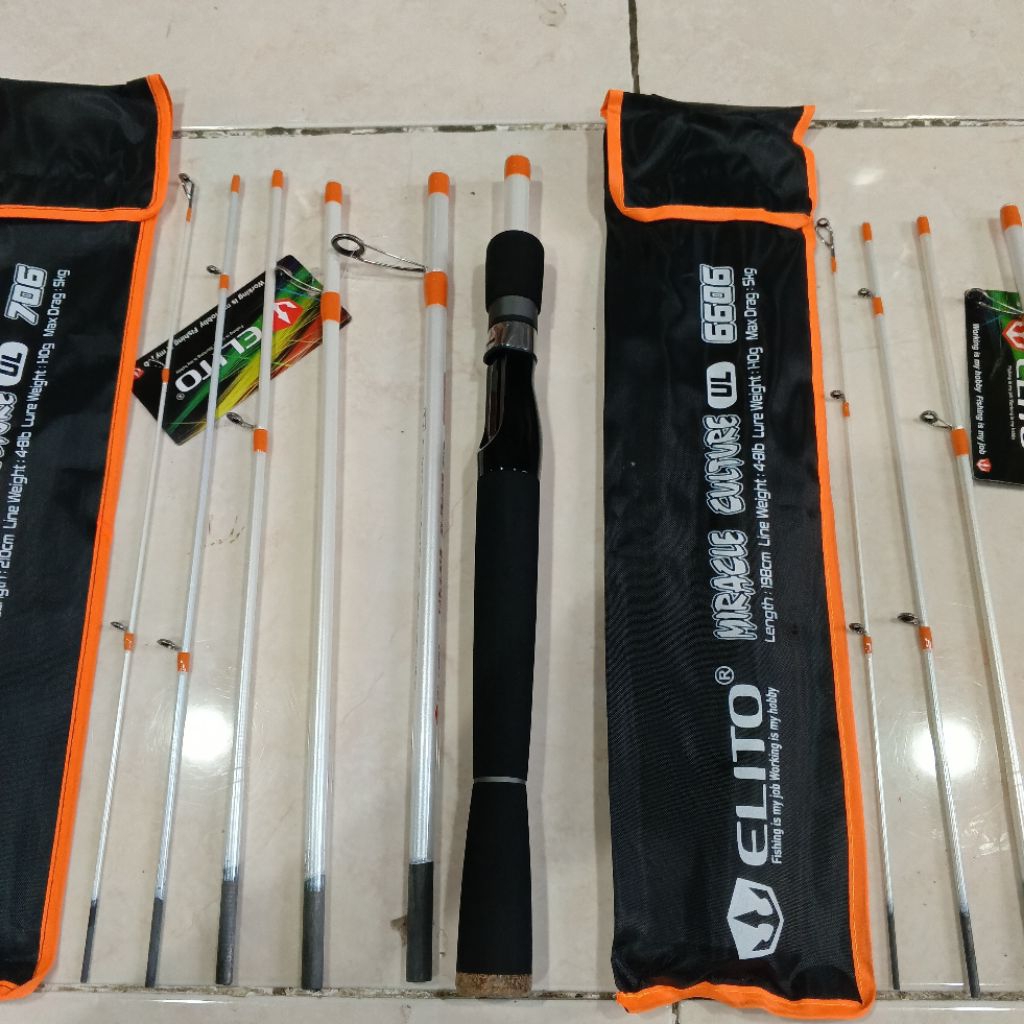 Joran Elito travel Rod Miracle Culture Ul  Sambung 6  1806/ 1986/ 2106 spining 4-8lb max drag:5kg