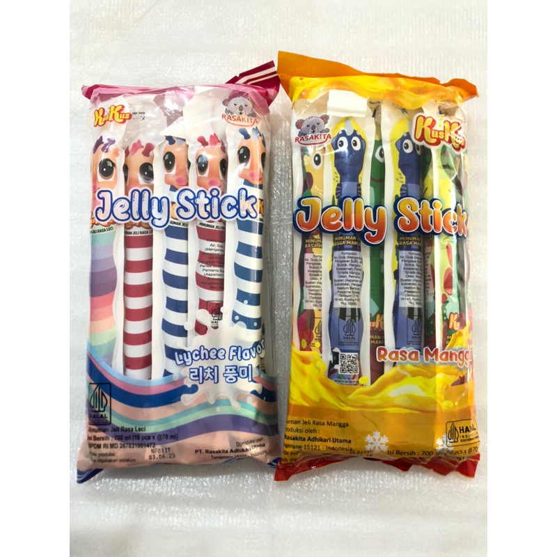KusKus Jelly Stick Isi 10 Pcs X 70ml / Kus Kus Jelly Stick Per Pack / Rasa Mangga / Rasa Leci / Stic