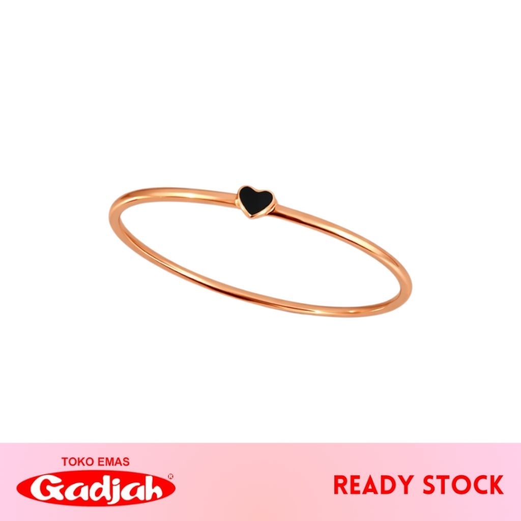 Cincin Emas Dainty Black Heart Classic - Toko Emas Gadjah