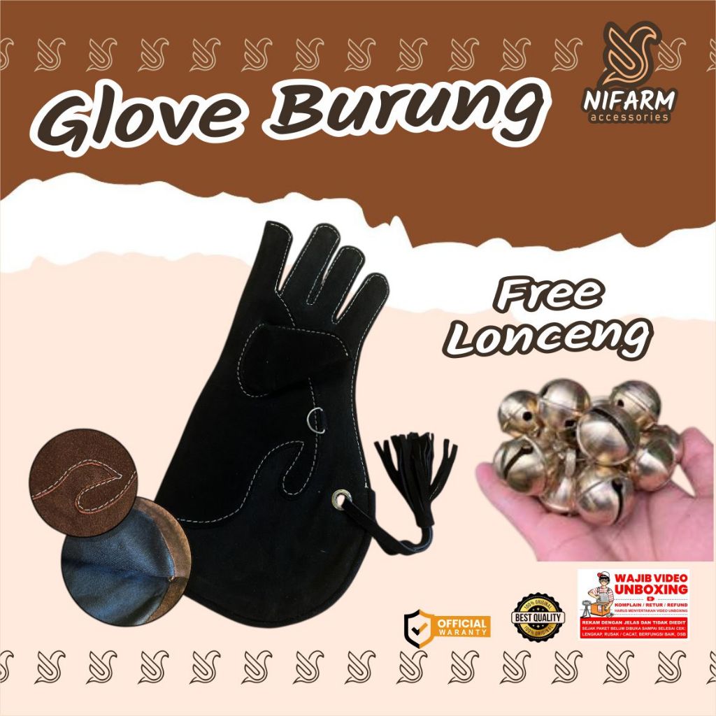 glove/sarung tangan elang dan burung hantu full black/FREE LONCENG