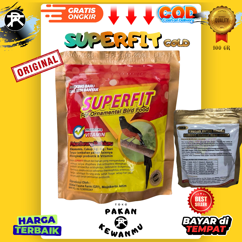 SUPERFIT GOLD PAKAN VOER LOMBA HARIAN BURUNG VOER HIGH PROTEIN UNTUK BURUNG MURAI KACER