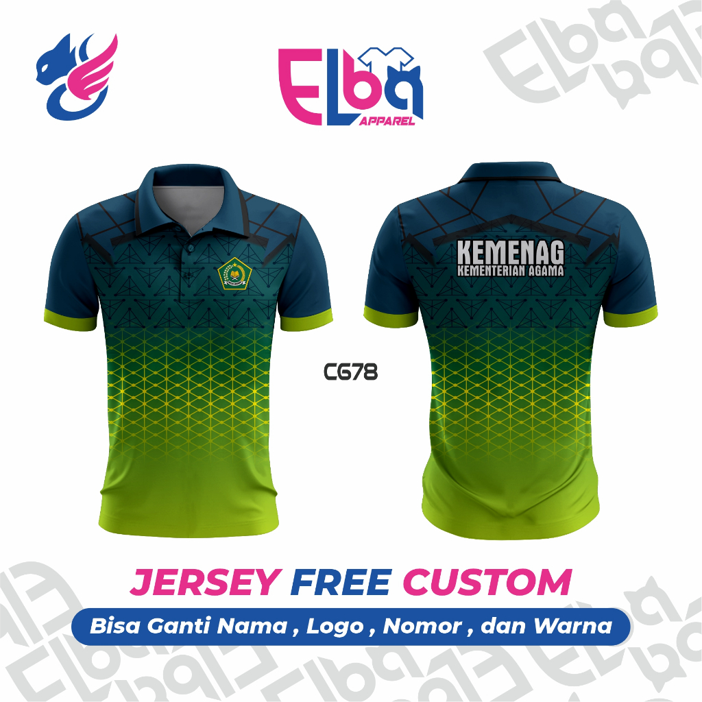 Kaos Baju Jersey Seragam KEMENAG Kementerian Agama Kerah Full Printing free custom