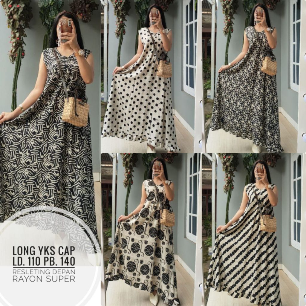 Dress yukensi daster panjang tanpa lengan rayon ajL premium batik cap