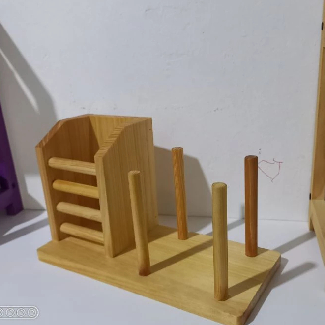 Rak Kombinasi Multifungsi Tempat Sendok Gelas Alat Tulis Kayu Estetik 30x10x13cm